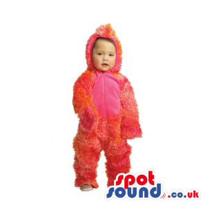 Customizable Red Hairy Monster Children Size Plush Costume -