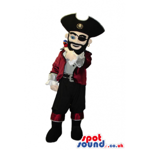 Pirate Character Mascot In A Hat With A Logo And A Parrot -