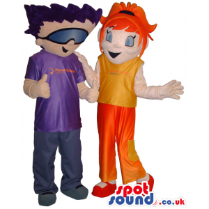 Cool Couple Of Boy And Girl Character Mascots In Flashy Colors
