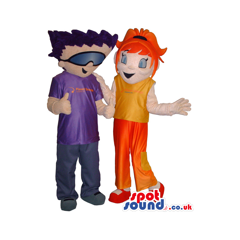 Cool Couple Of Boy And Girl Character Mascots In Flashy Colors
