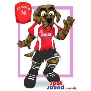 Brown Dog Mascot Drawing Wearing Sports Team Clothes With Logo
