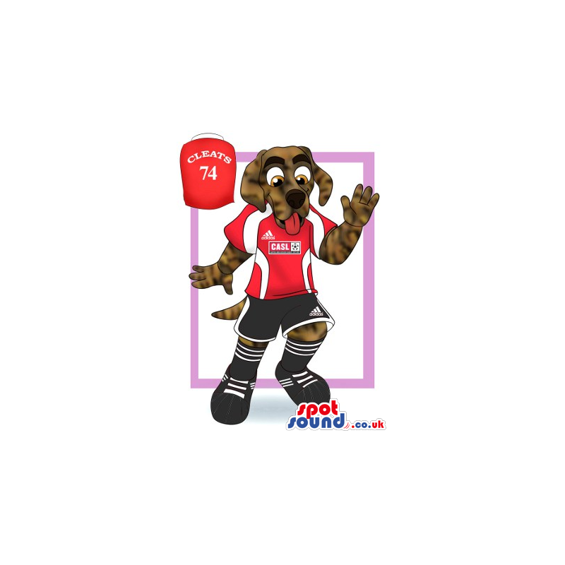 Brown Dog Mascot Drawing Wearing Sports Team Clothes With Logo