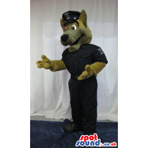 Brown Dog Plush Mascot Wearing Police Garments With A Logo -