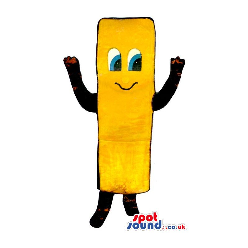 Big French Fry Flashy Yellow Mascot With A Cute Face - Custom
