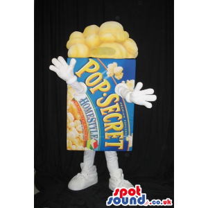 Big Popcorn Bag Mascot With Text And Logo And No Face - Custom
