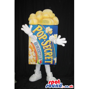 Big Popcorn Bag Mascot With Text And Logo And No Face - Custom