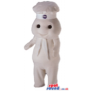 Cute All White Creature Plush Mascot Wearing A Chef Hat With