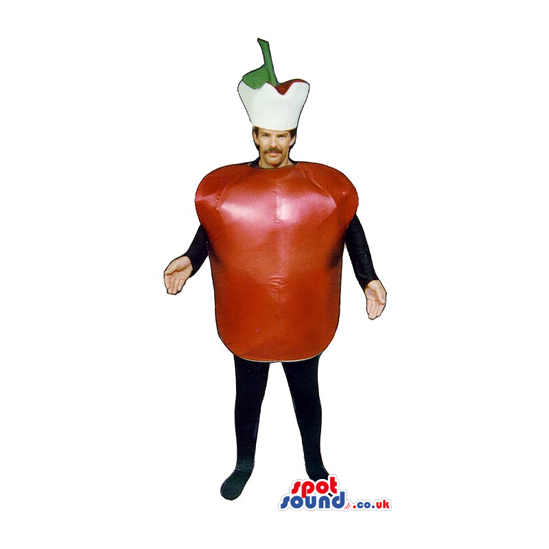 Red Apple Fruit Adult Size Costume Including A Stem Hat -