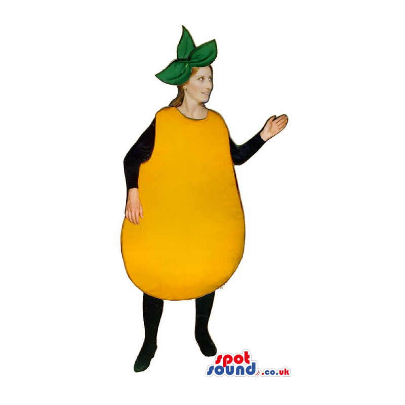 Yellow Pear Fruit Adult Size Costume Including A Leaves Hat -