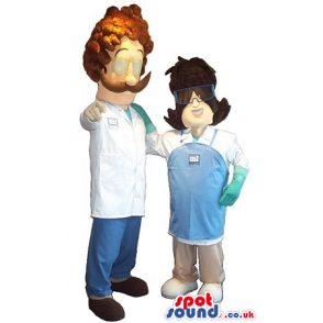 Buy Mascots Costumes in UK - Lady And Man Dentist Or Doctor Couple Mascots  With Garments Sizes L (175-180CM)