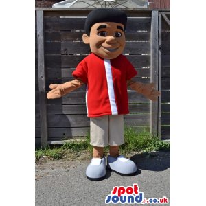 Boy Human Character Plush Mascot Wearing A Shirt And Sneakers -