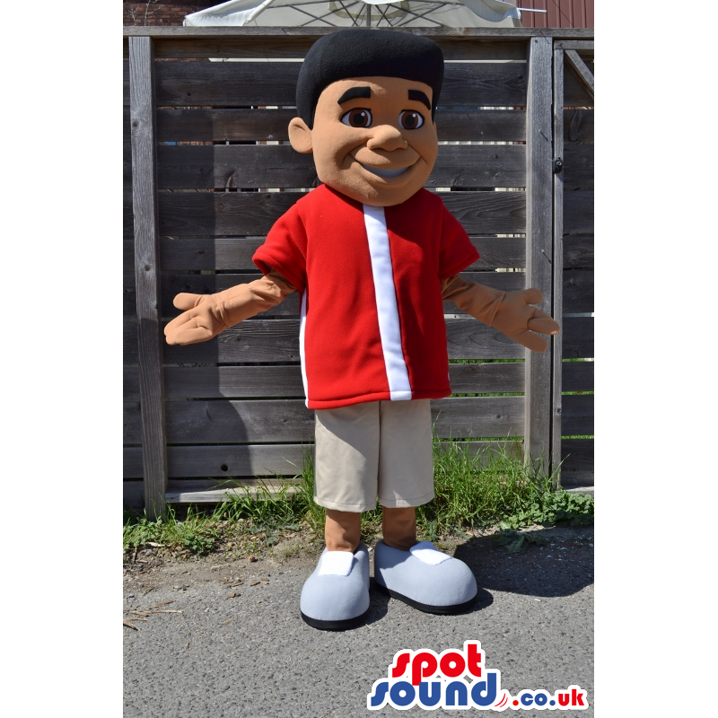 Boy Human Character Plush Mascot Wearing A Shirt And Sneakers -