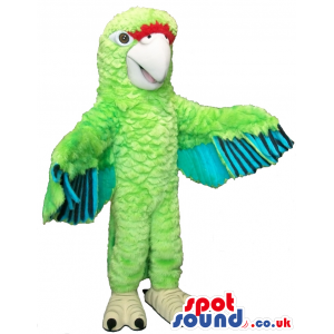 Flashy Green Parrot Plush Mascot With Shinny Wings - Custom