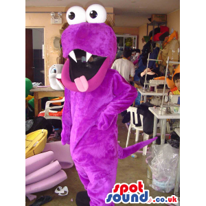 Flashy Purple Monster Plush Mascot With A Sharp Teeth - Custom