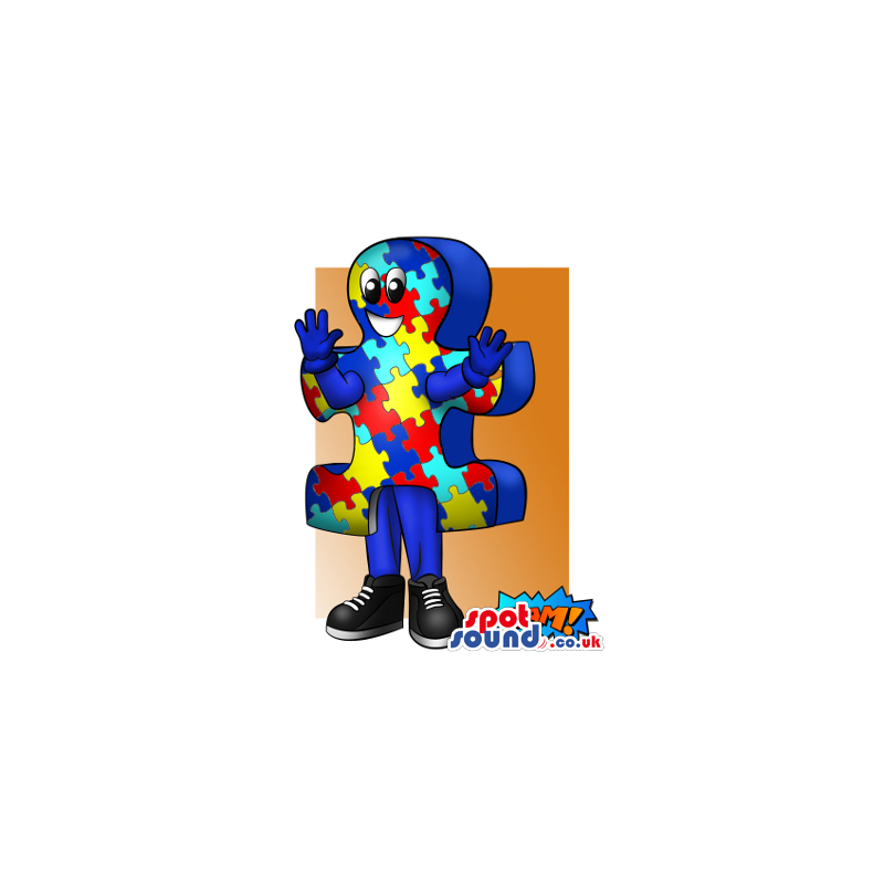 Big Jigsaw Puzzle With Colorful Pieces Mascot Drawing - Custom