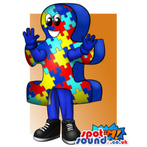 Big Jigsaw Puzzle With Colorful Pieces Mascot Drawing - Custom
