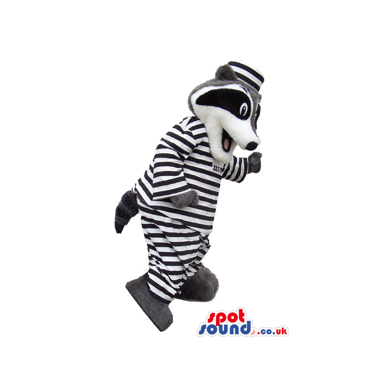 Cute Raccoon Plush Mascot Dressed In Prisoner Clothes - Custom