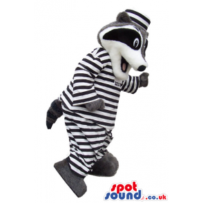 Cute Raccoon Plush Mascot Dressed In Prisoner Clothes - Custom