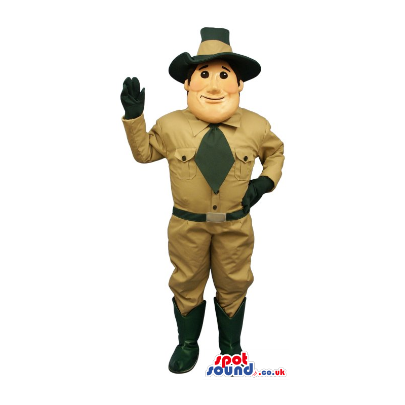 Great Park Guard Human Mascot Wearing A Tie And A Hat - Custom
