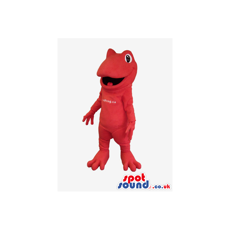 Customizable Red Frog Animal Mascot With Text On Its Body -