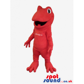 Customizable Red Frog Animal Mascot With Text On Its Body -