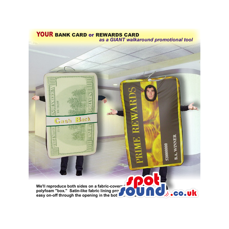 Big Credit Or Gift Card Mascot Or Costume With Space For Text -