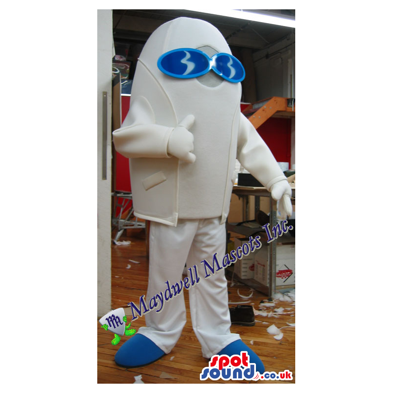 Great White And Blue Plane Or Space Shuttle Mascot - Custom