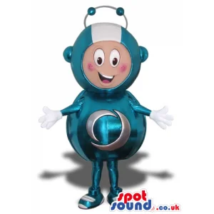 Customizable Astronaut Mascot In Blue And White Suit And A Logo