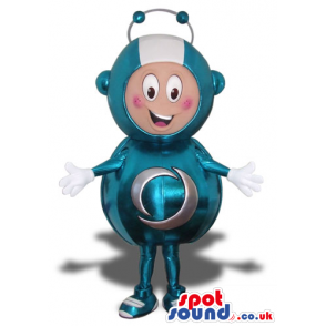 Customizable Astronaut Mascot In Blue And White Suit And A Logo
