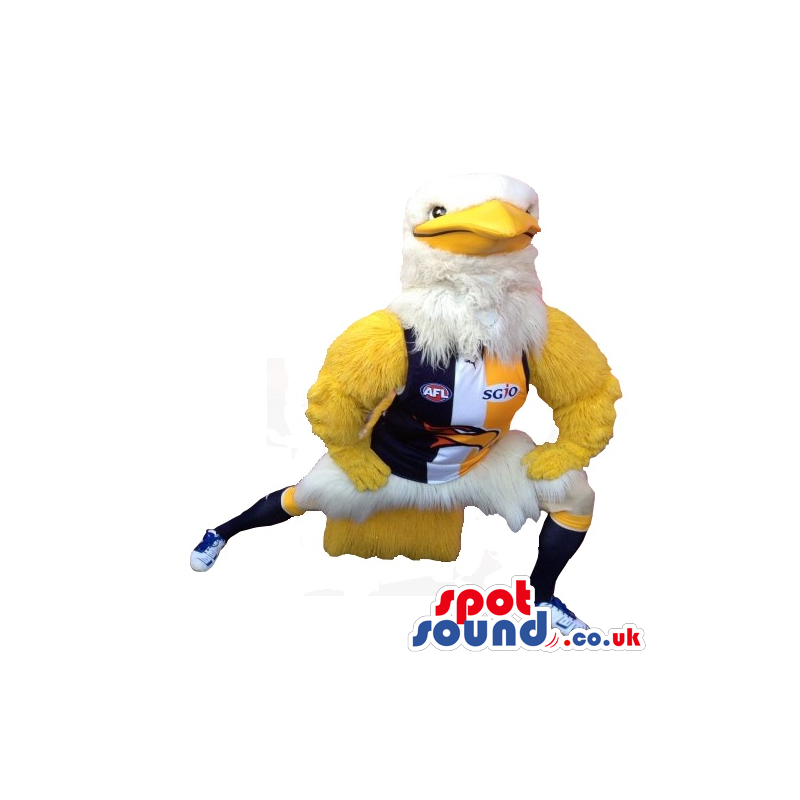 Great White Eagle Plush Mascot Wearing Sports Clothes With A