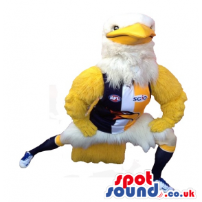 Great White Eagle Plush Mascot Wearing Sports Clothes With A