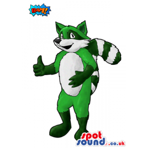 Customizable Raccoon Animal Mascot Drawing In Green And White -