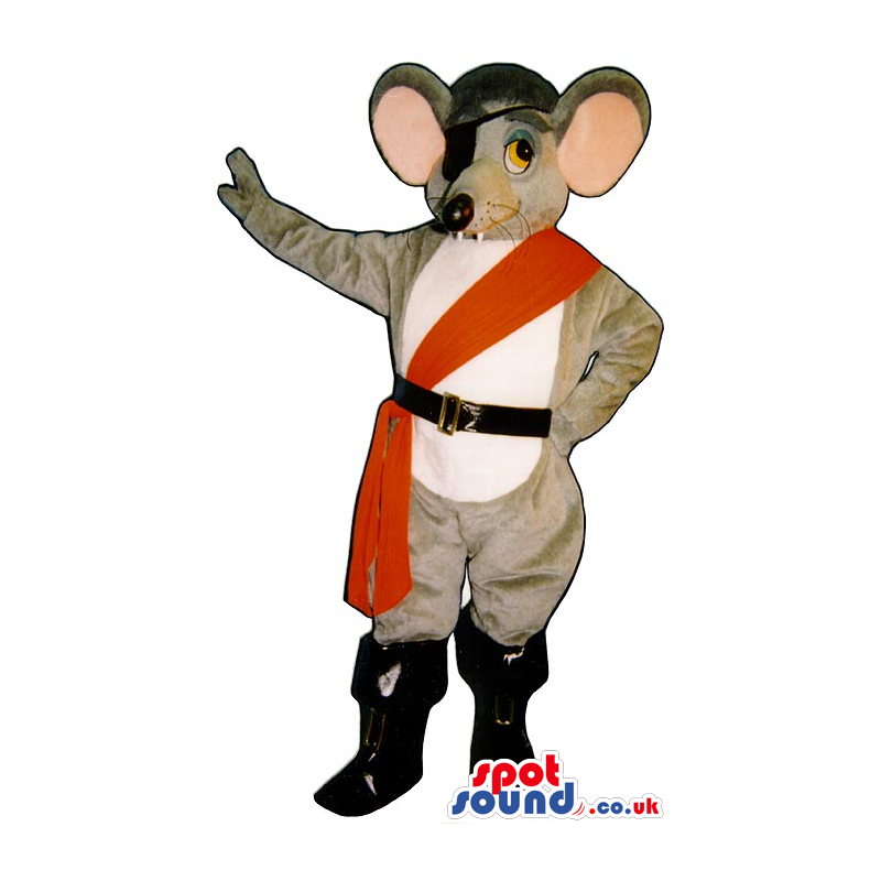 Grey Mouse Animal Plush Mascot Wearing Pirate Gadgets - Custom