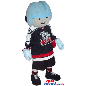 Boy Human Character Mascot Wearing Ice-Hockey Player Clothes -