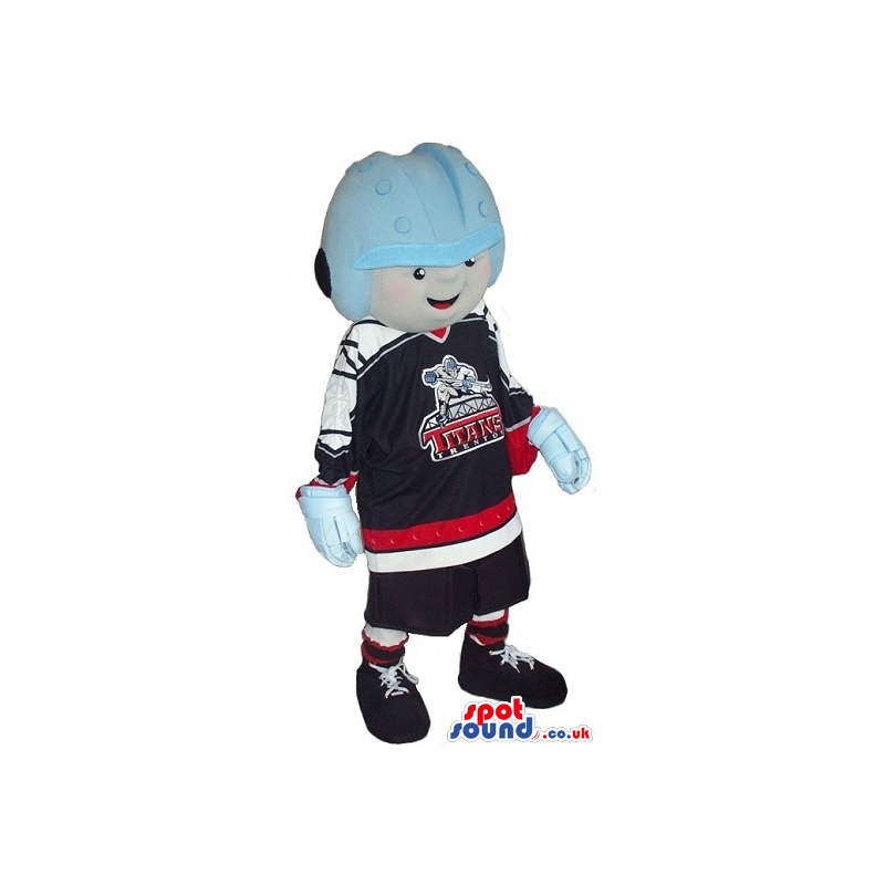 Boy Human Character Mascot Wearing Ice-Hockey Player Clothes -