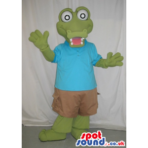 Customizable Green Crocodile Mascot In Casual Clothes