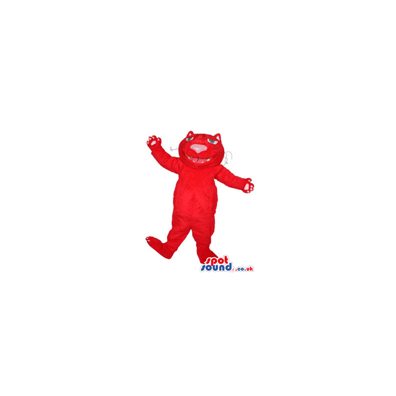 Flashy All Red Cat Pet Plush Mascot With A Big Pink Nose -