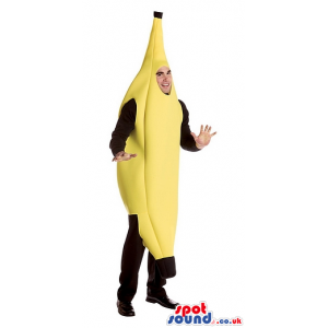 Yellow Banana Fruit Adult Size Costume Or Mascot With Black