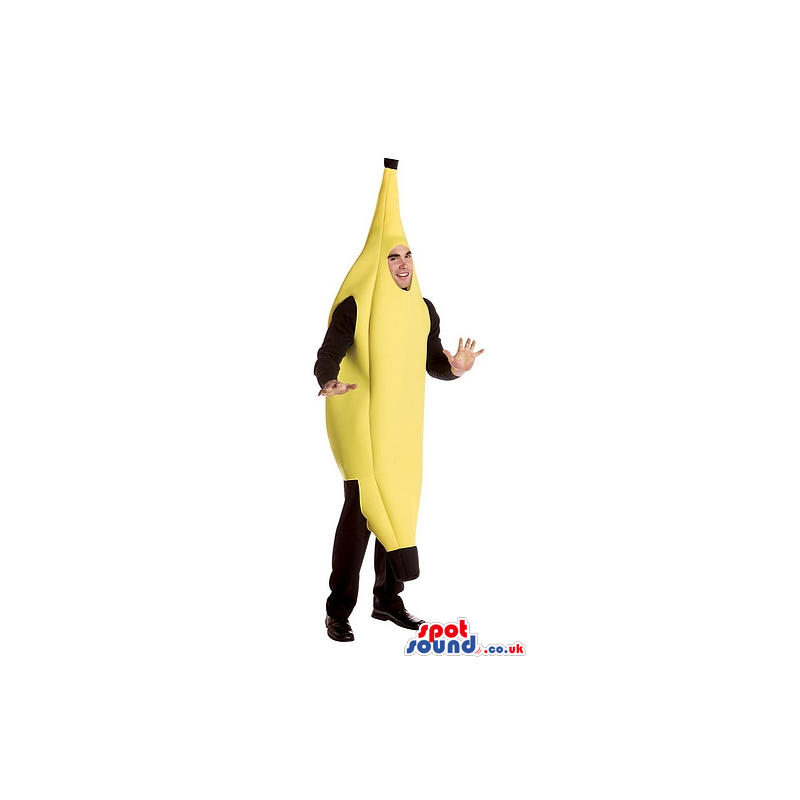 Yellow Banana Fruit Adult Size Costume Or Mascot With Black
