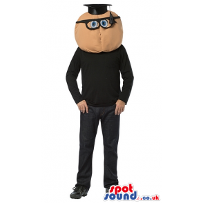 Round Head Teacher With Glasses Mascot Or Adult Size Costume -