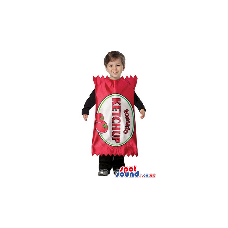 Ketchup Sauce Bag Children Size Costume With A Label - Custom