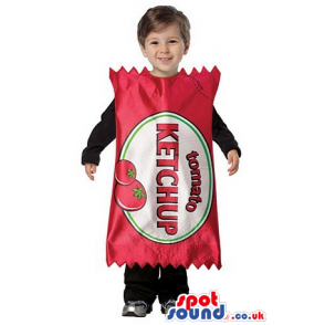 Ketchup Sauce Bag Children Size Costume With A Label - Custom