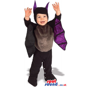 Cute Halloween Bat Baby Size Costume With Purple Wings - Custom
