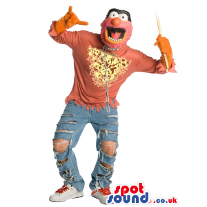 Muppet Character Adult Size Costume Or Mascot Wearing Jeans -