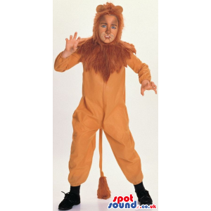 All Brown Jungle Lion Animal Children Size Plush Costume -