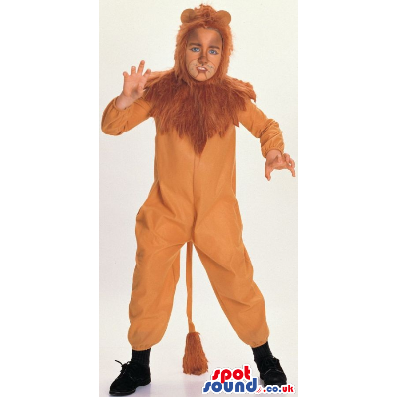 All Brown Jungle Lion Animal Children Size Plush Costume -