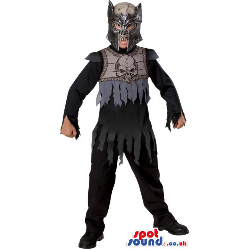 Scary Black Skull Hero Warrior Children Size Costume - Custom