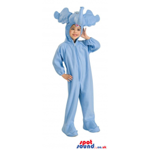 Cute Blue Luck Elephant Children Size Plush Costume - Custom