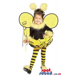 Bee Children Size Costume With Wings And Striped Panties -