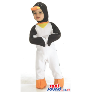 Penguin Animal Children Size Plush Costume With Orange Beak -